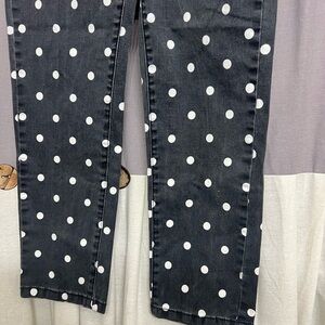Christina Polka Dot Straight Leg Jeans - Black and White